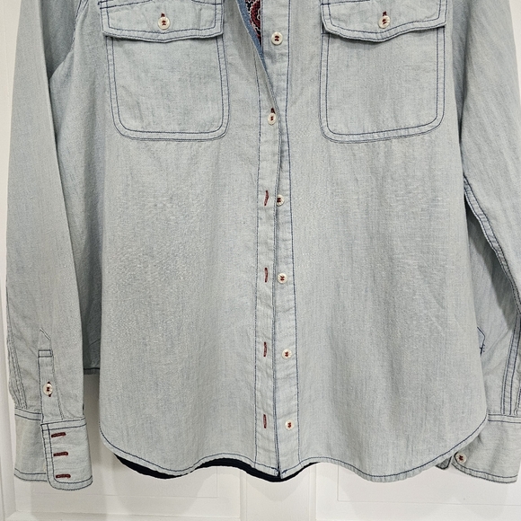 Free People Bandana Bandit Printed & Embroidered Button Down Size S - Picture 6 of 16